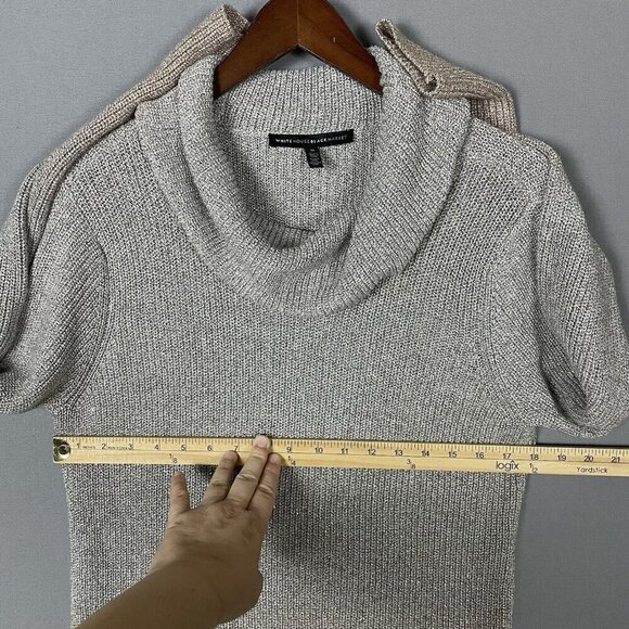 White House Black Market Silver Metallic Ombre Sweater Medium Cowl Neck Pullover - Picture 12 of 16